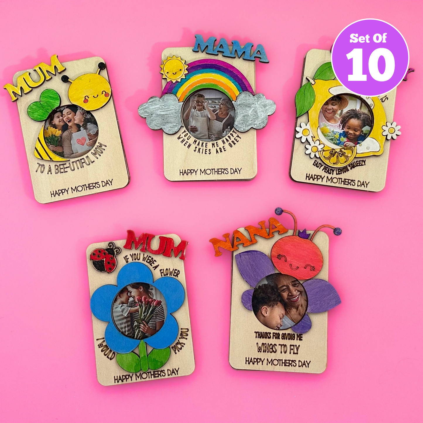 Set of 10 - Mother's Day Magnetic Photo Frames