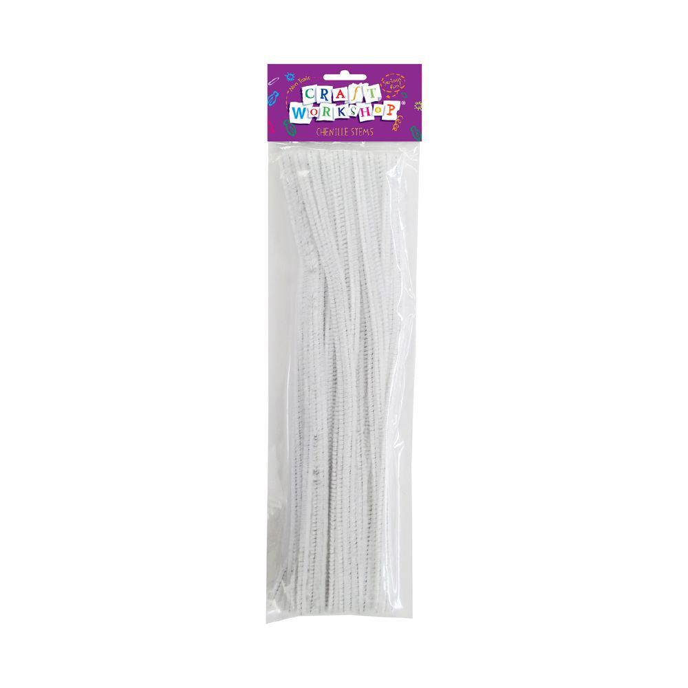 Chenille Sticks 50pc White