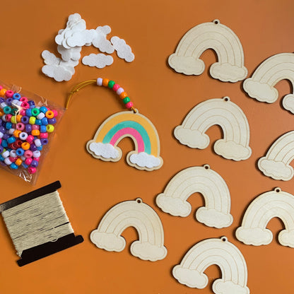 Rainbow charm wooden with beads and string