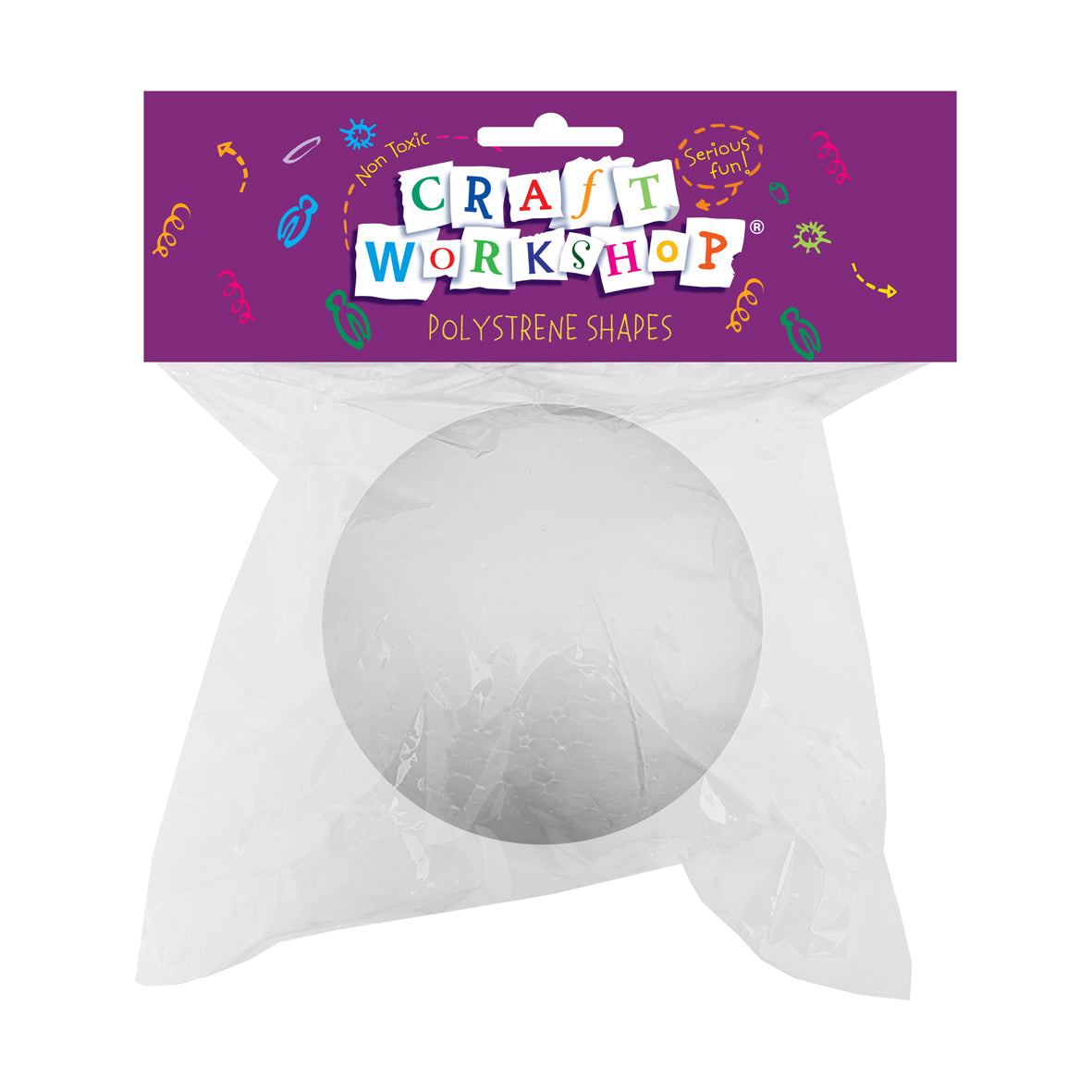 Large polystyrene ball in clear bag