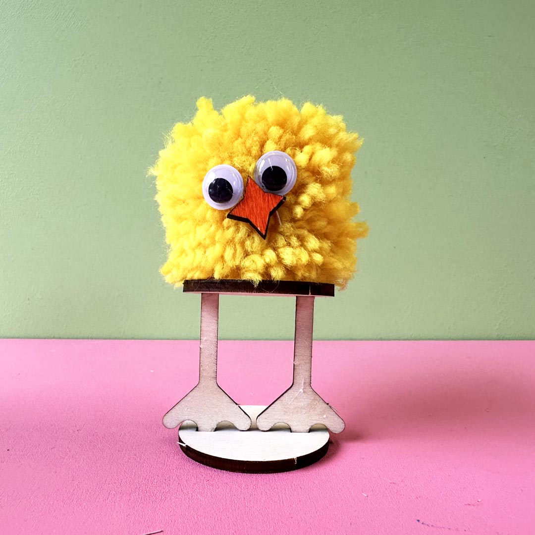 Yellow Pom Pom Chicken with moving eyes