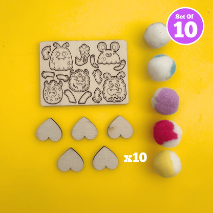 Set of 10 - Pom Pom Monsters