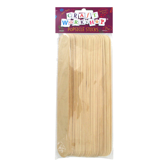 pack of 25 Popsicle Sticks 20cm long in packaging