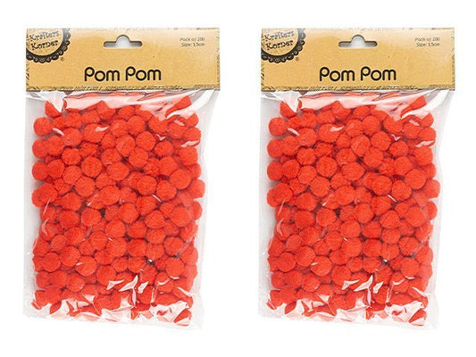 Pom Pom 1.5cm Red 200pcs