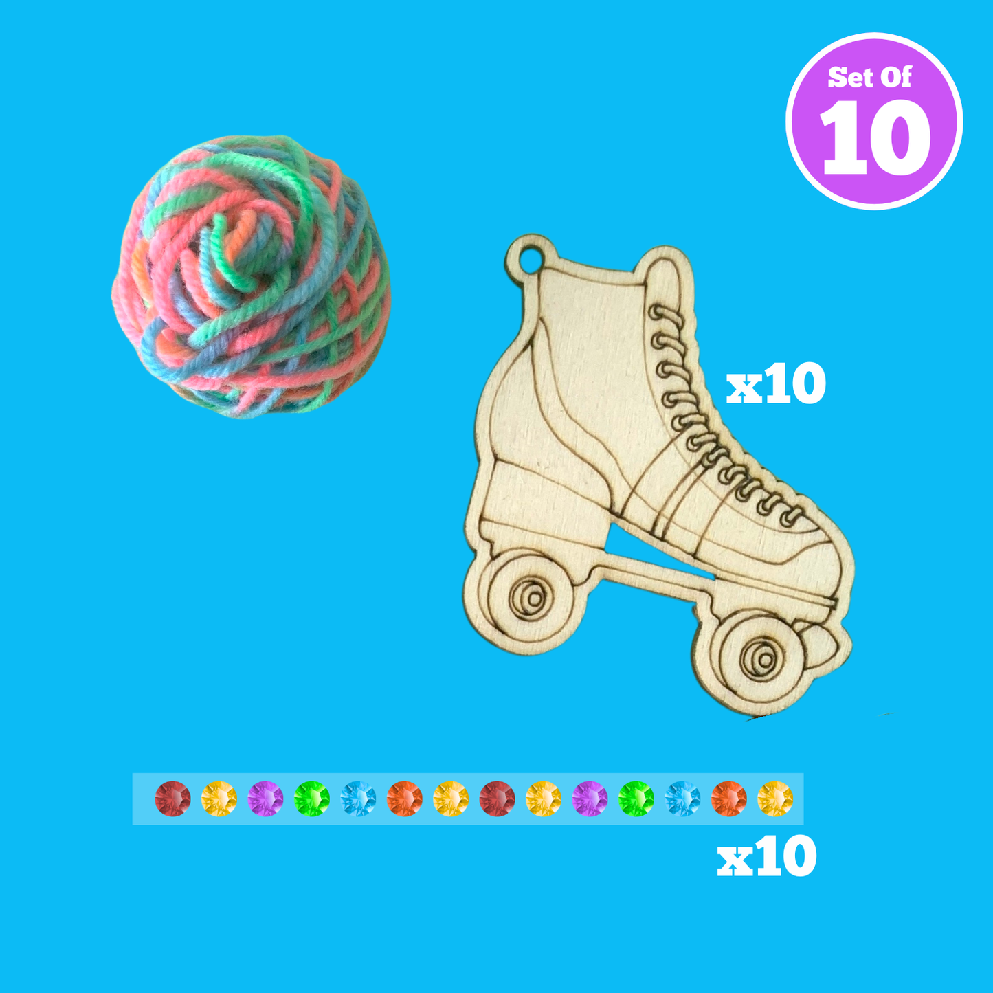 Set of 10 - Rollerskate Charms