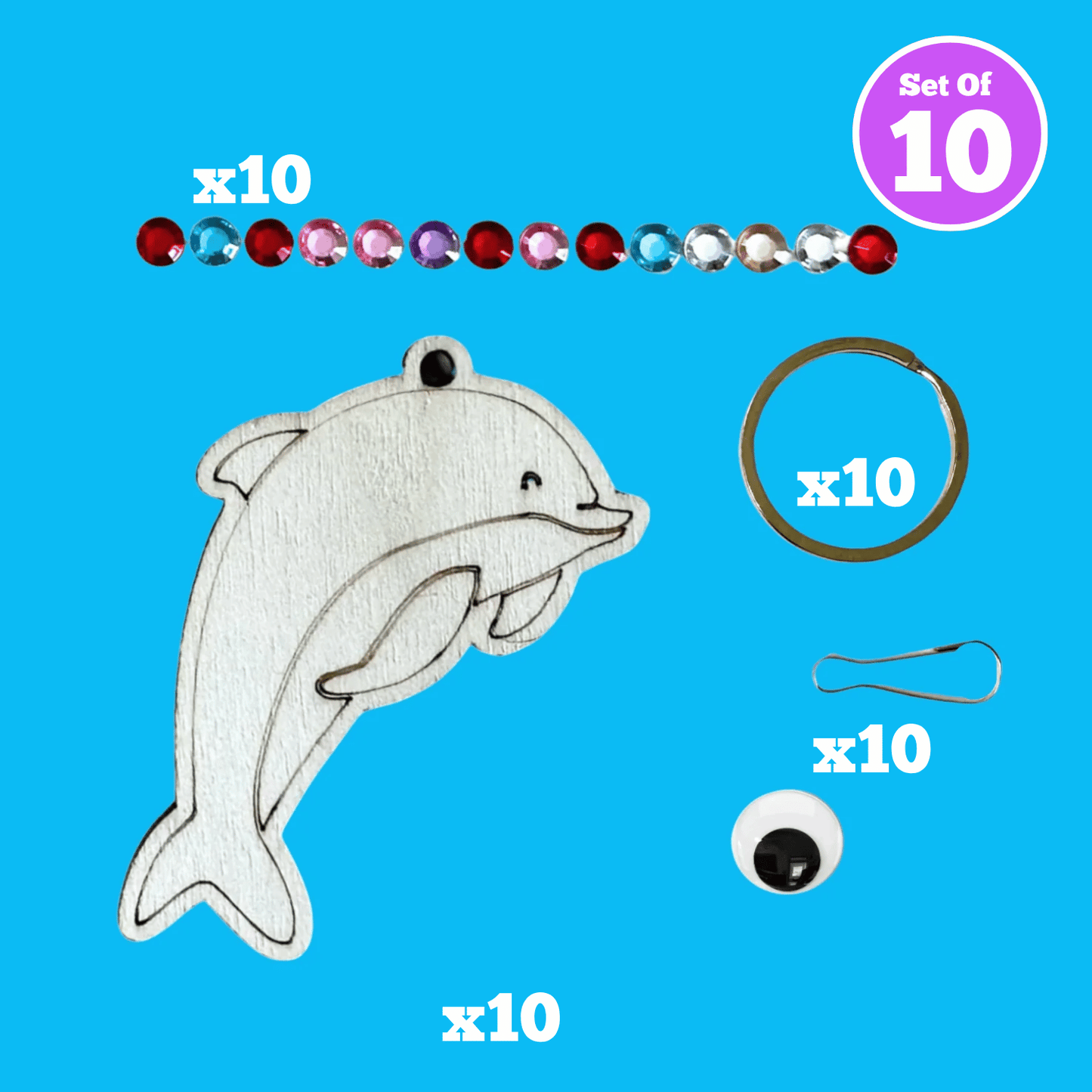 Set of 10 - Dolphin Bag Charm