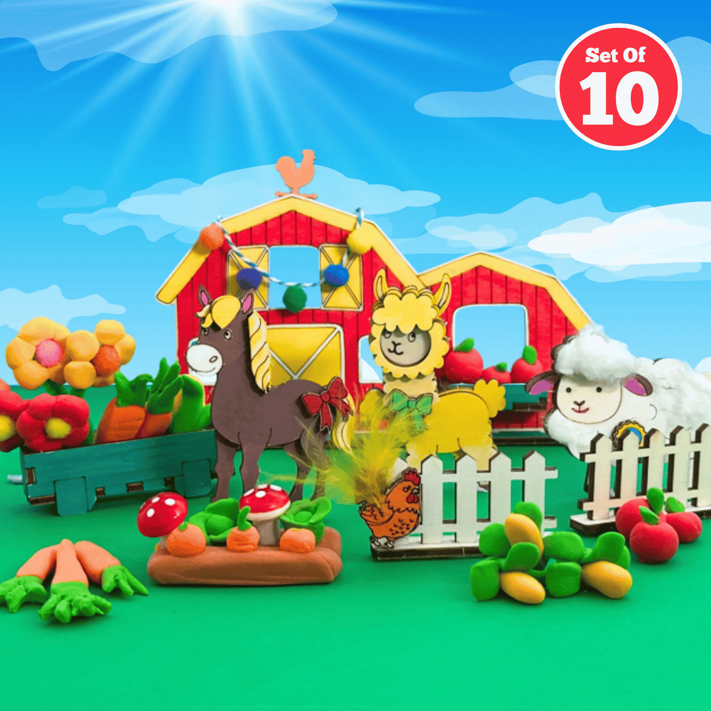 Set of 10 - Farmyard Playset