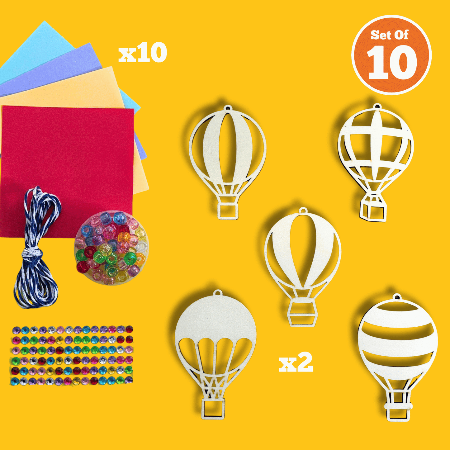 Set of 10 - Hot Air Balloon