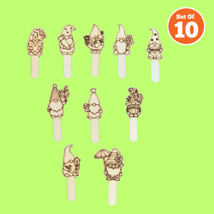 Set of 10 - Mini Garden Gnome Stakes