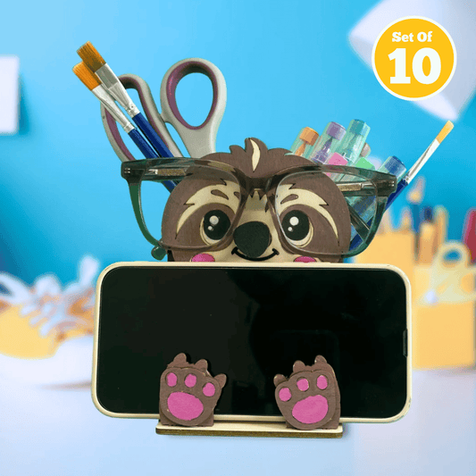 Set of 10 - Sloth Desk Organiser