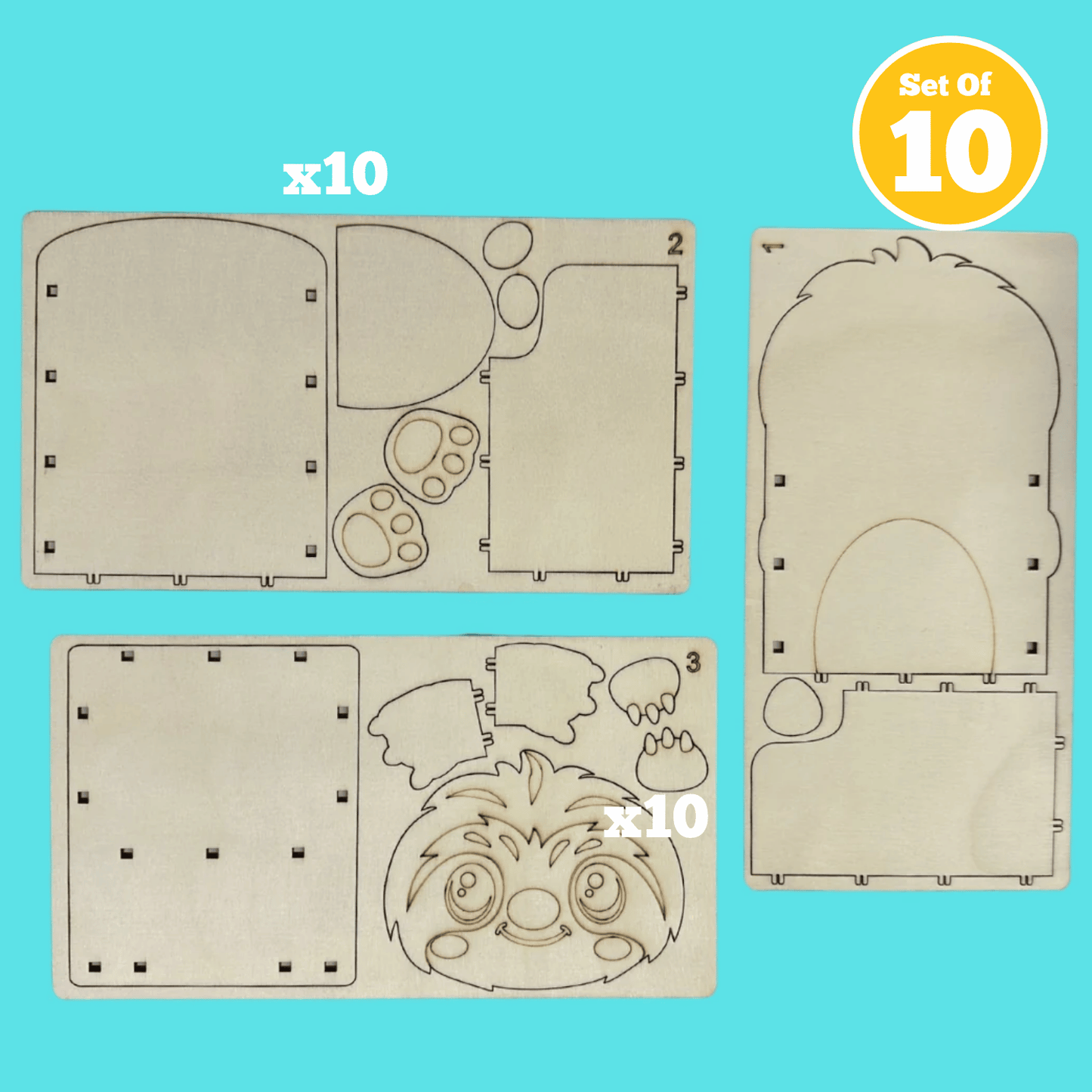 Set of 10 - Sloth Desk Organiser