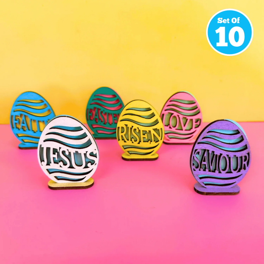 Set of 10 - Standing Easter Message Eggs
