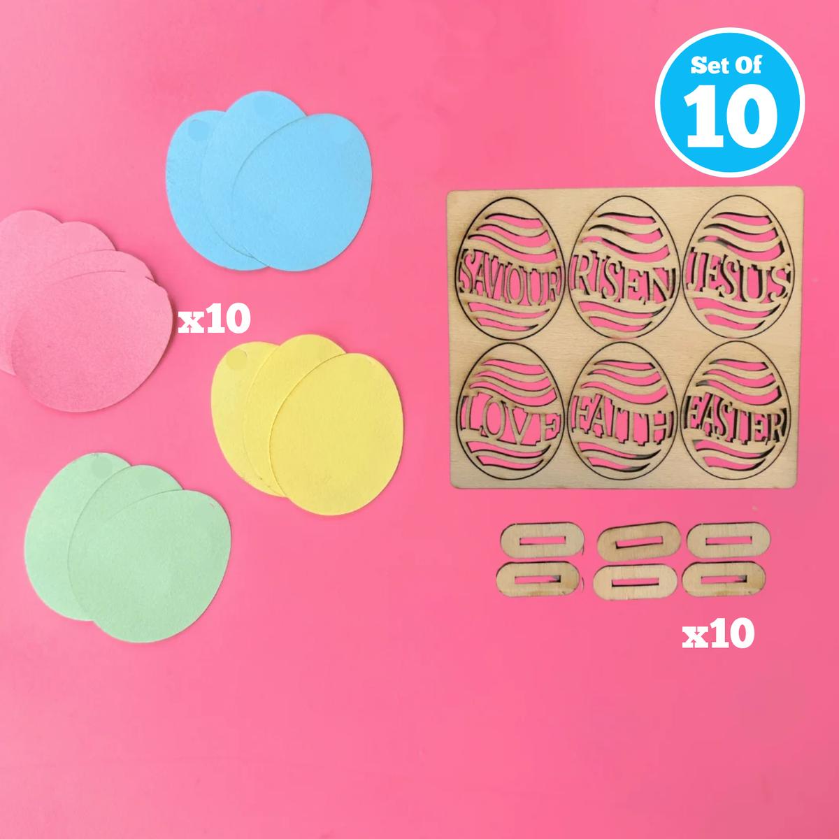 Set of 10 - Standing Easter Message Eggs