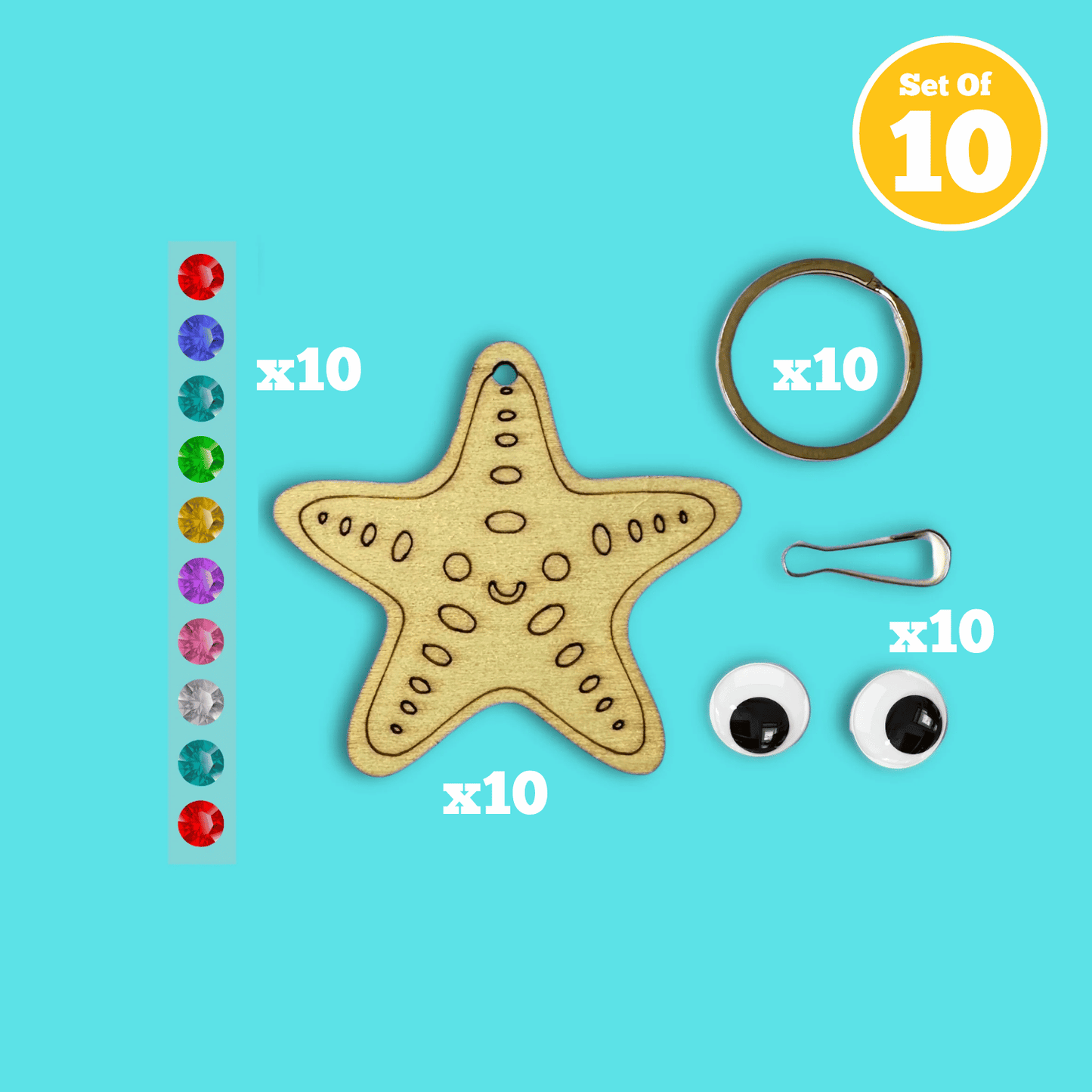 Set of 10 - Starfish Bag Charm