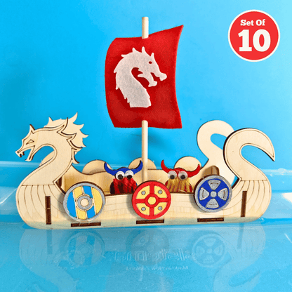 Set of 10 - Viking Longboat