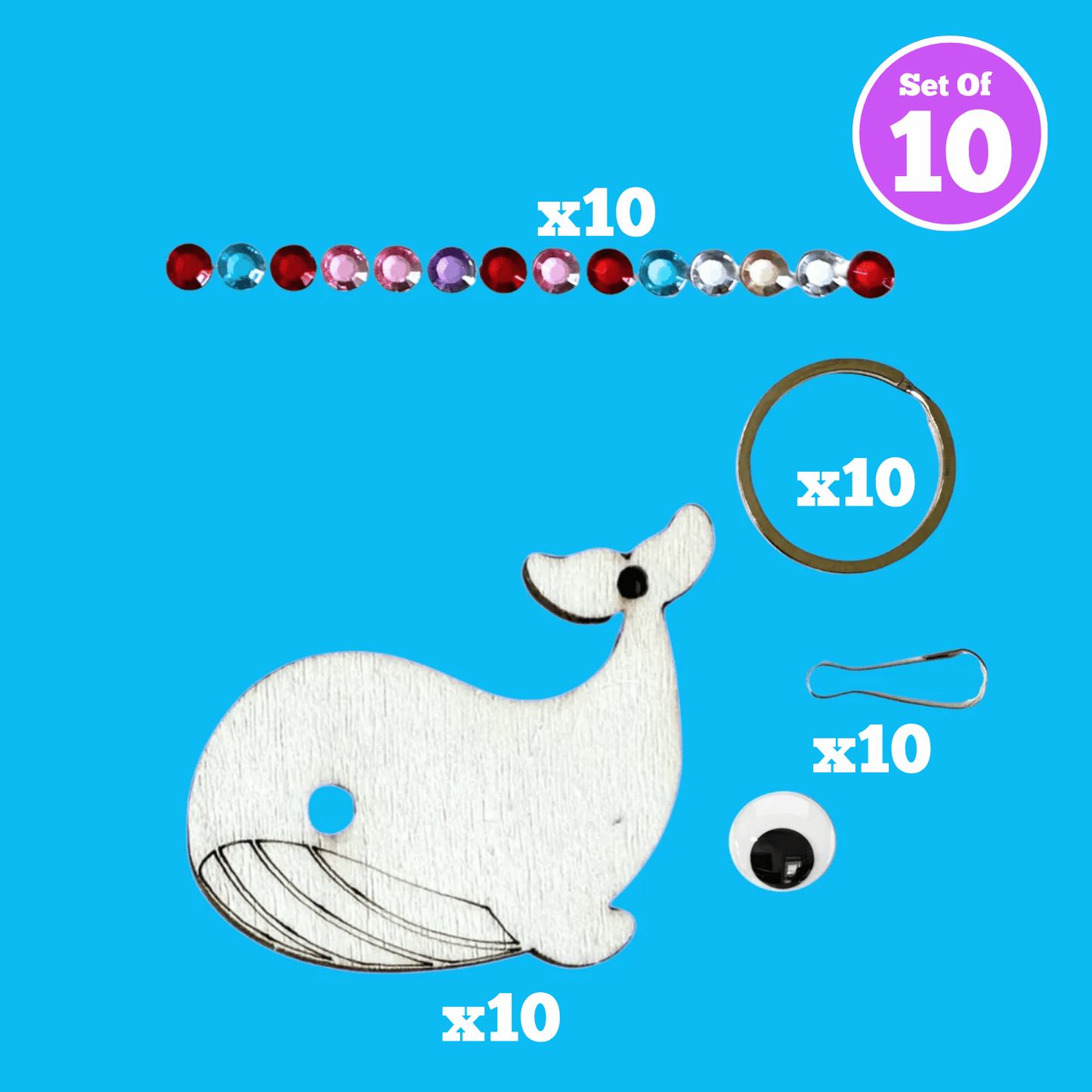 Set of 10 - Whale Bag Charm