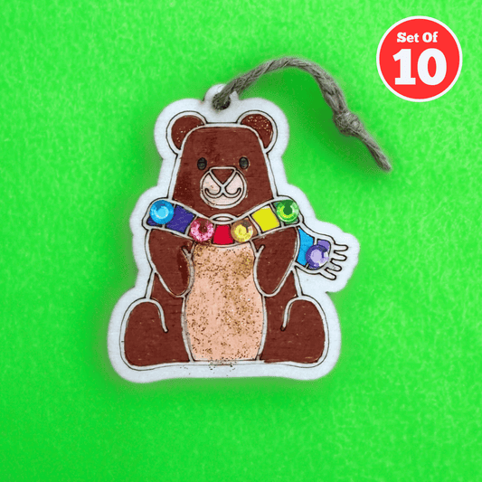 Set of 10 - Bear With Scarf Christmas Decoration