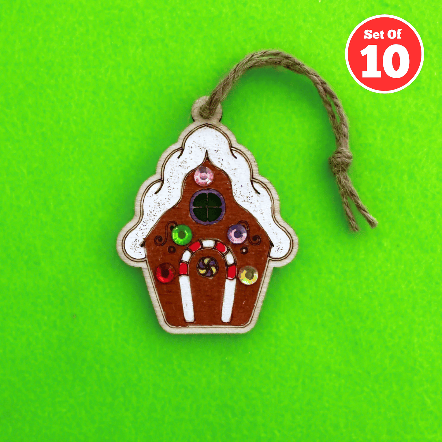 Set of 10 - Christmas Village House Decoration