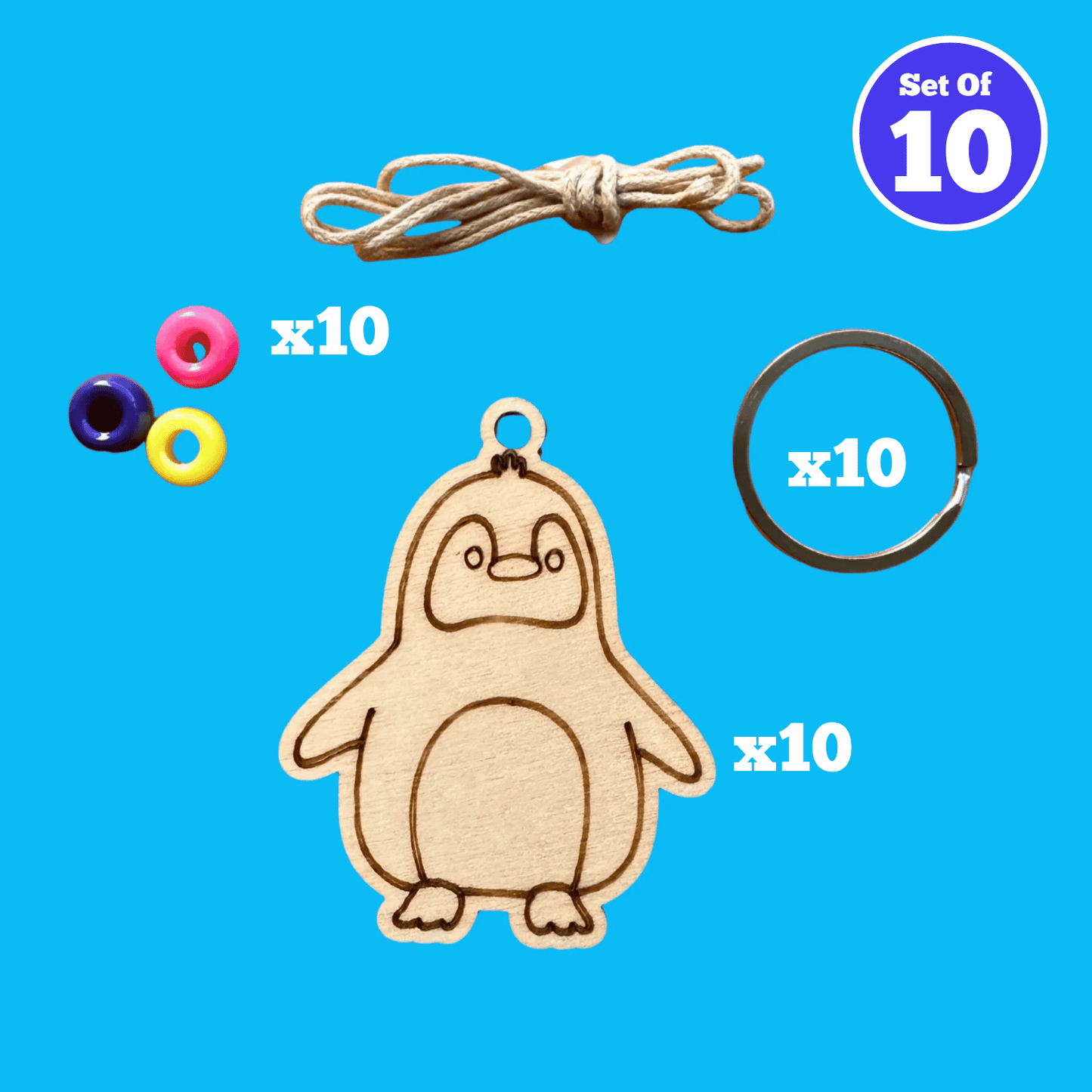 Set of 10 - Little Blue Penguin Bag Charm
