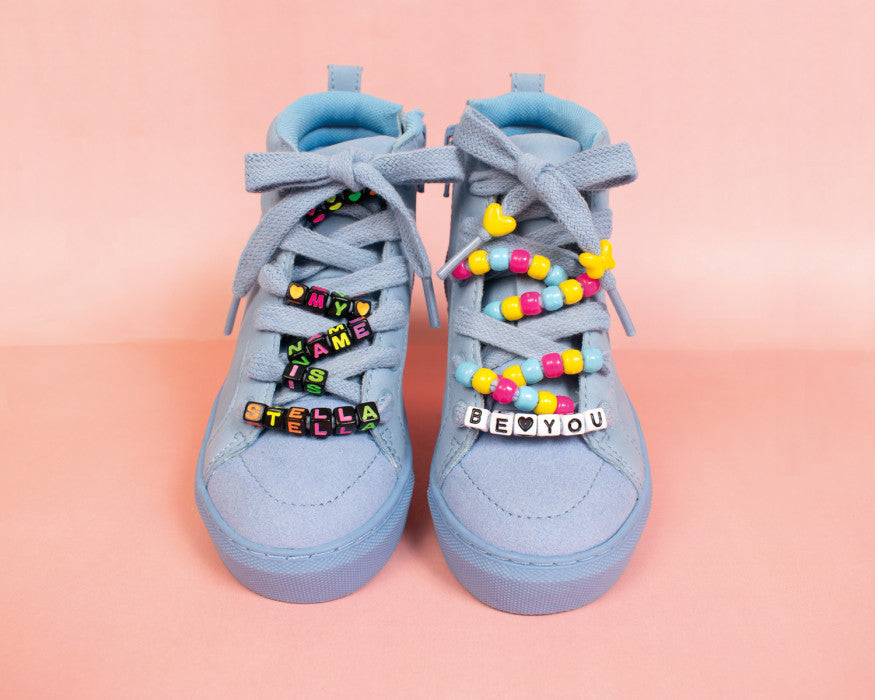 Shoes with beads on laces