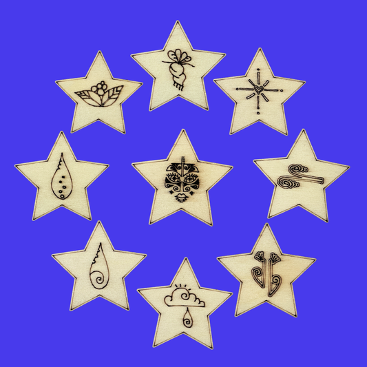Small Matariki Wood Star Decorations - set of 9 stars