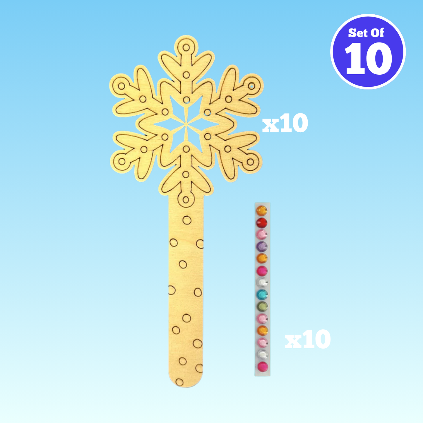 Set of 10 - Snowflake Wand