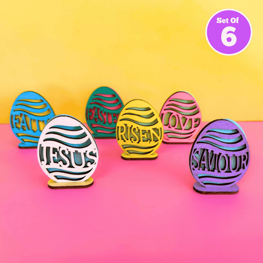 Set of 6 - Standing Easter Message Eggs Set of 6