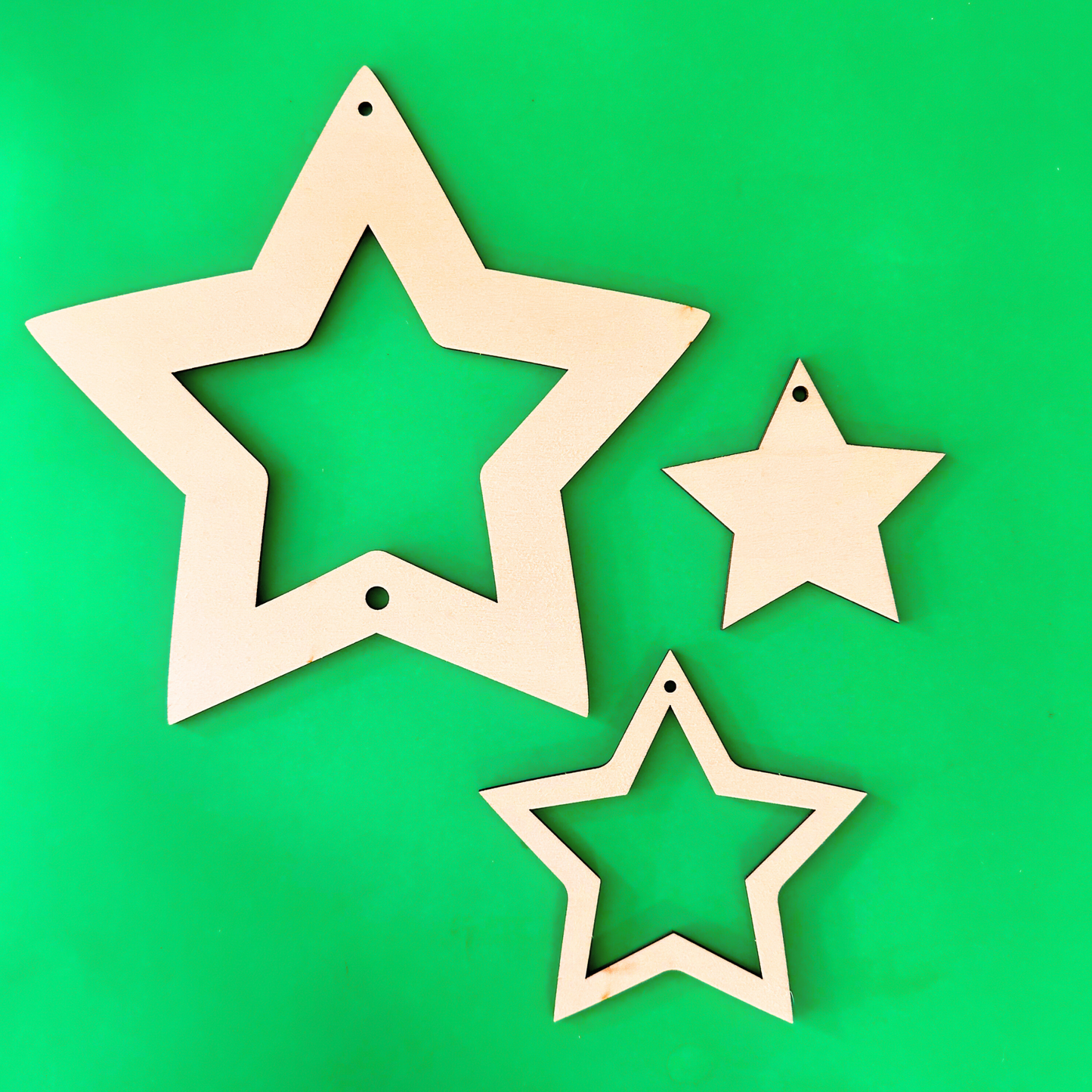 Star Shapes - Set of Three (Tree Topper, Hanging Decorations)