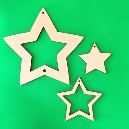 Star Shapes - Set of Three (Tree Topper, Hanging Decorations)