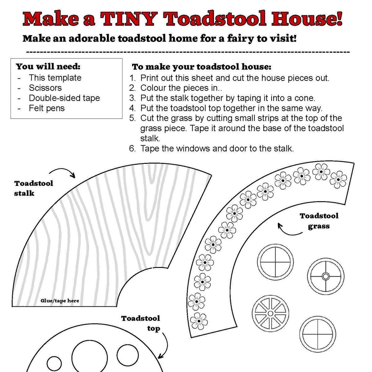 Tiny Toadstool House free printable – The Make Company