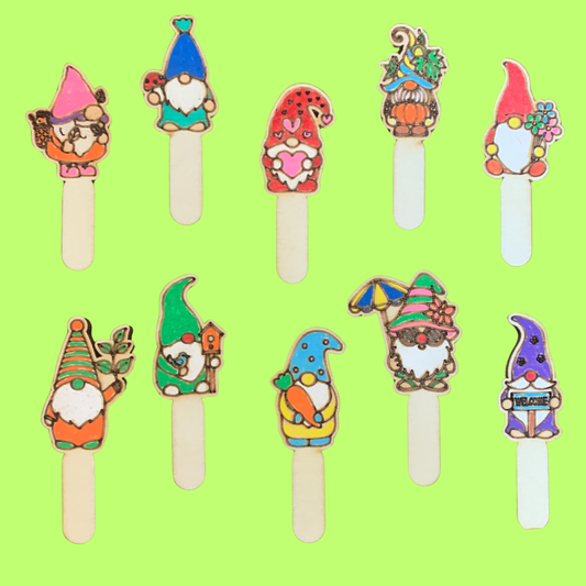 Set 10 Mini Garden Gnome Stakes