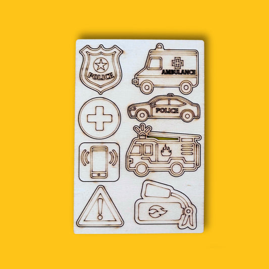 Emergency Icons - Wood (Pack of 10)