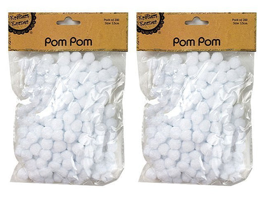 Pom Pom 1.5cm White 200pcs