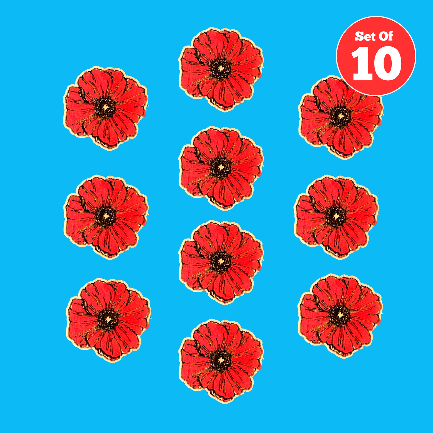 Set of 10 - Wood Poppies