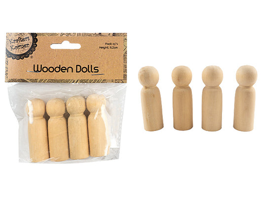 Wooden Dolls 4 pc 6.2cm