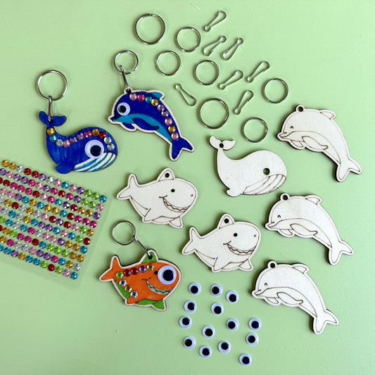 Shark - Dolphin - Whale Wooden Keyring (Bulk Craft)