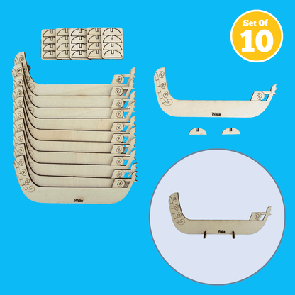 Set of 10 - Waka Wooden Boat