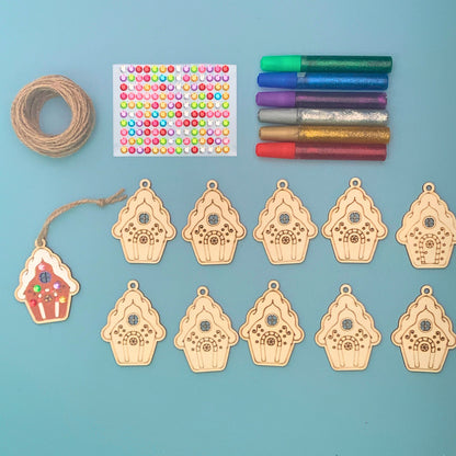 Set of 10 Christmas Village House Decoration