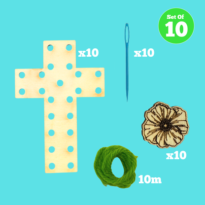 Set of 10 - ANZAC Poppy Woven Cross