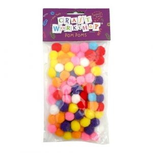 mixed bag of 20mm pom poms in bright colours
