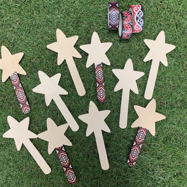 Wooden star wands with washi