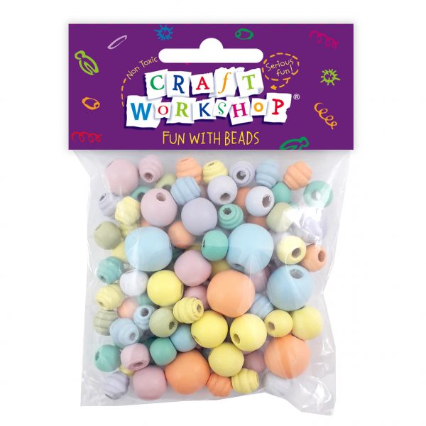 Assorted pastel beads in bag