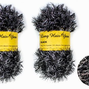 Long Hair Yarn - Black 100g