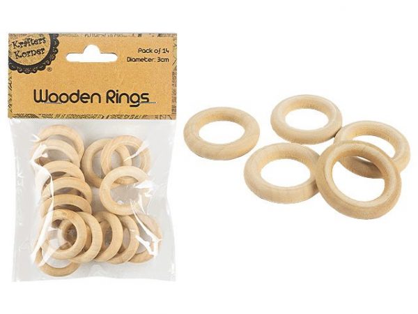 Wooden Rings 3cm 14pc