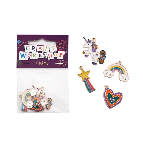 Craft Charms Unicorn Rainbows 4pcs