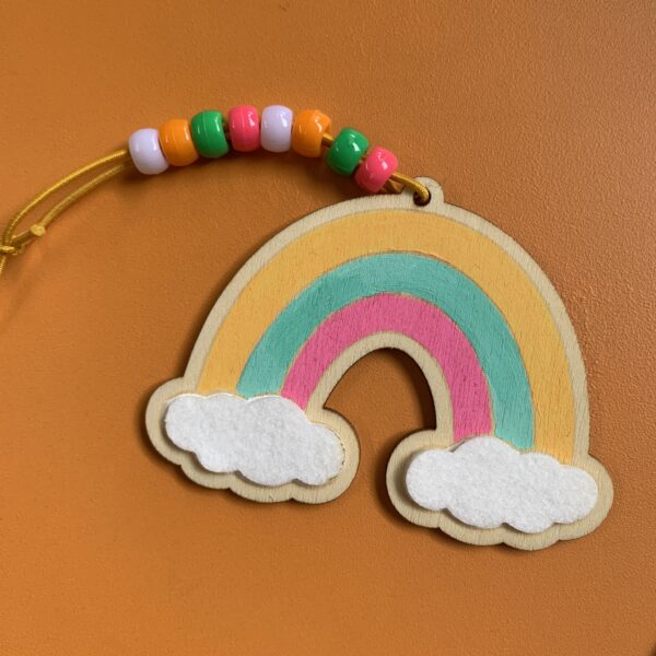 Rainbow charm with felt pieces and beads