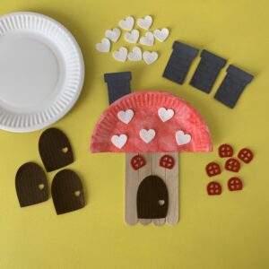 Mushroom house with supplies to make them