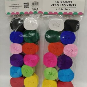 Multicoloured crepe paper streamer 12 pack
